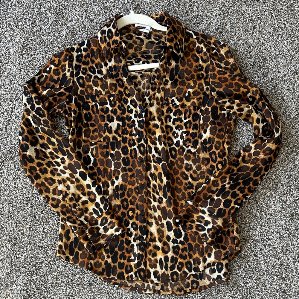 Express Leopard Print Portofino Shirt